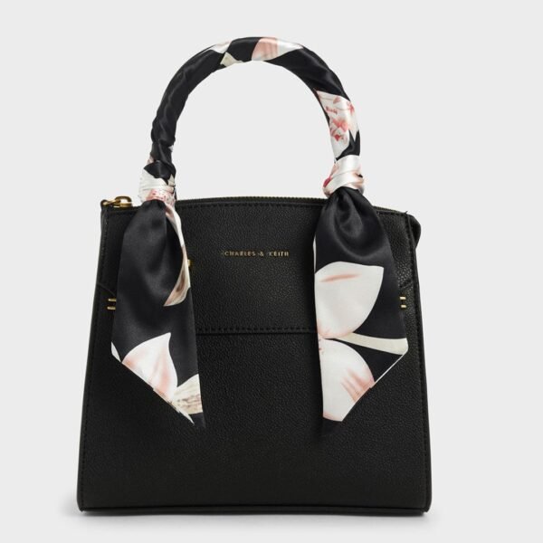 Scarf-Wrapped Top Handle Bag